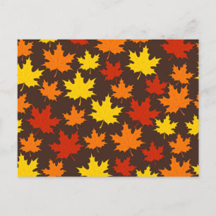 Autumn Leaves Colourful Pattern Postcard