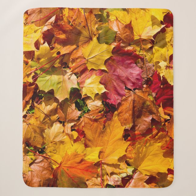 Autumn Leaves: Colourful Seamless Array. Sherpa Blanket (Front)