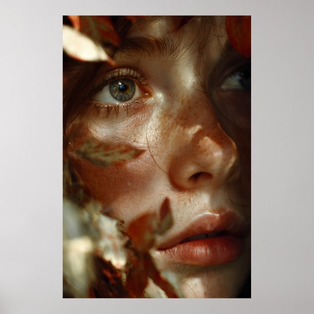Autumn Leaves Crown Freckled Portrait Poster (Front)