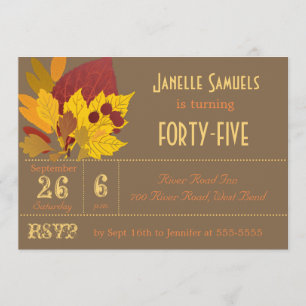 Autumn Leaves Customised Birthday Invitation