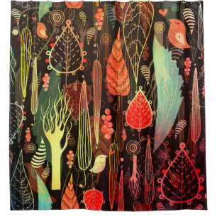 Autumn leaves: dark seamless pattern. shower curtain