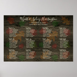 Autumn Leaves Dark Wood Table Seating Chart