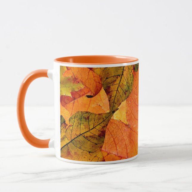Autumn Leaves Decorated Mug For Hot Drinks. (Left)