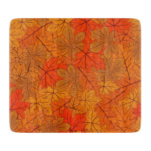 Autumn Leaves Decorative Glass Cutting Board