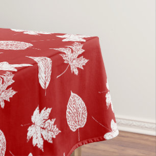 Autumn leaves - deep red and white  tablecloth