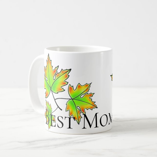 Autumn Leaves elegant fall botanical best mum ever Coffee Mug (Front Left)