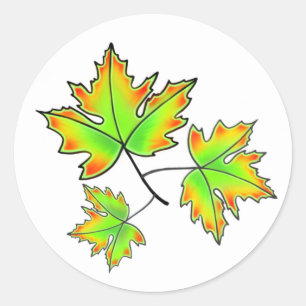 Autumn Leaves elegant fall botanical Classic Round Sticker