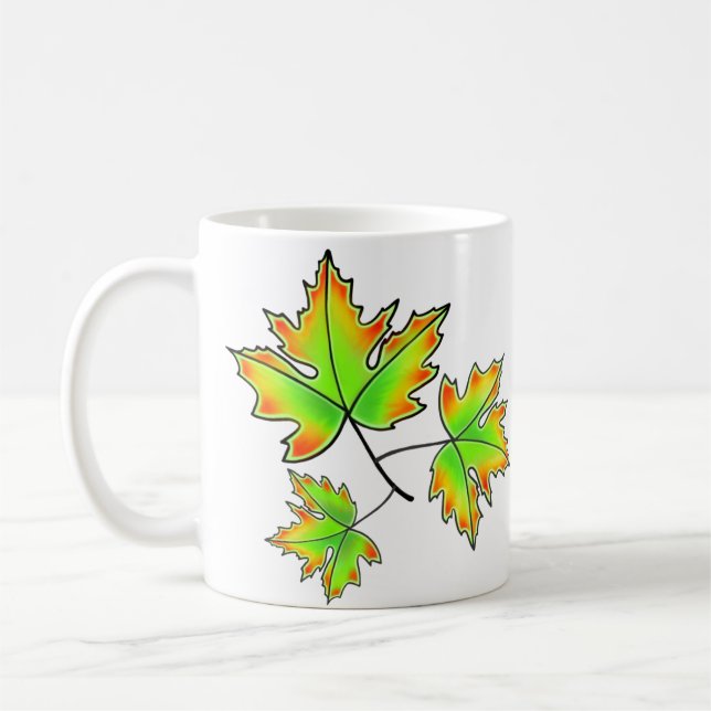 Autumn Leaves elegant fall botanical Coffee Mug (Left)