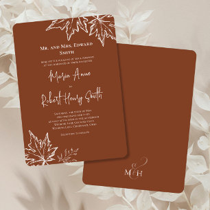 Autumn Leaves Elegant Fall Wedding  Invitation