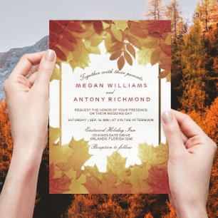 Autumn Leaves Elegant Fall Wedding Invitation