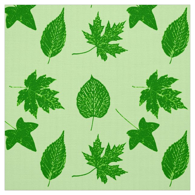 Autumn leaves - emerald and lime green fabric (Swatch)