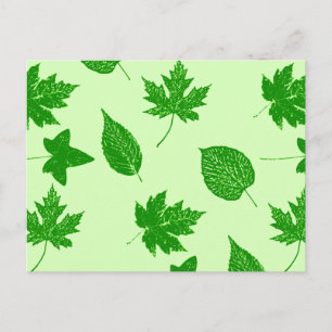 Autumn leaves - emerald and lime green postcard