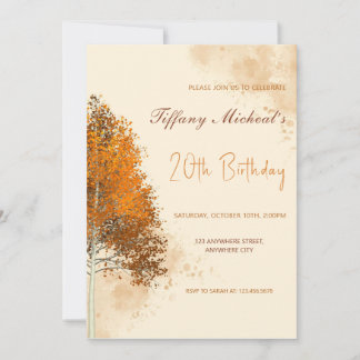 Autumn leaves Fall Birthday Party Invitation