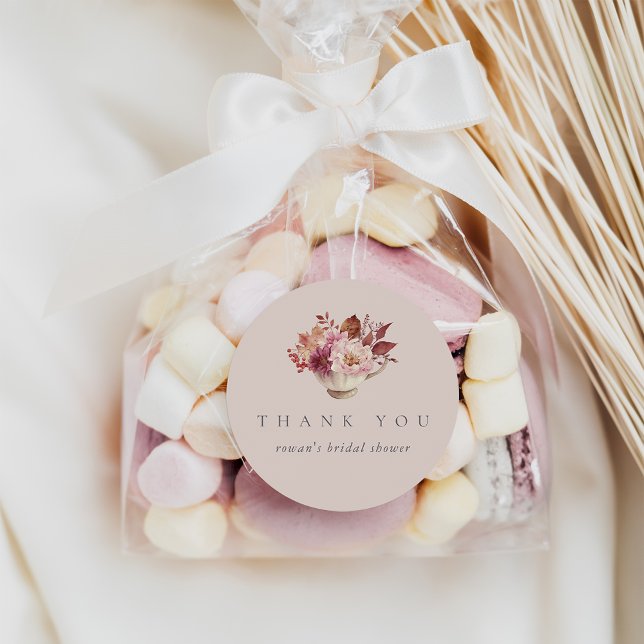 Autumn Leaves Fall Bridal Shower Tea Favour Classic Round Sticker (Creator Uploaded)