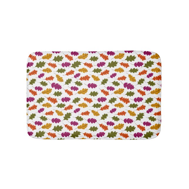 Autumn Leaves Fall Colours Green Yellow Orange Bath Mat (Front)