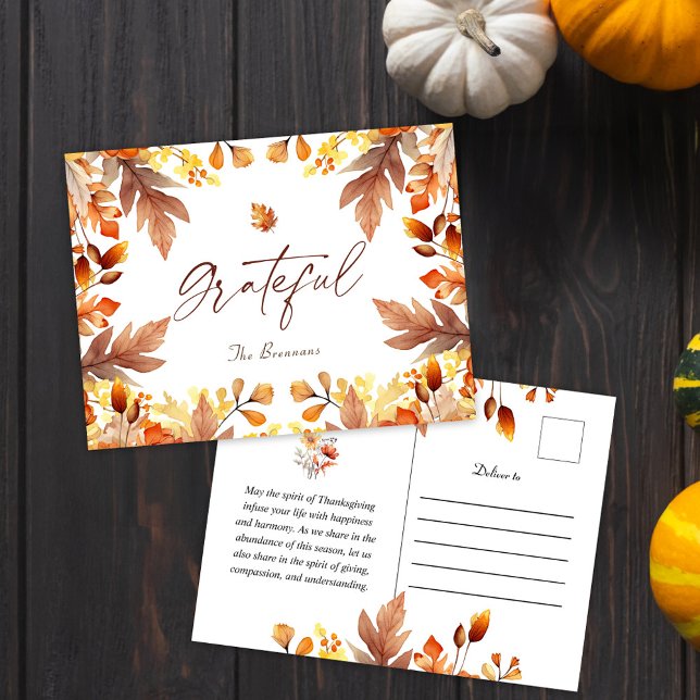 Autumn Leaves Fall Rustic Thanksgiving Holiday Postcard (Autumn Leaves Fall Rustic Thanksgiving Holiday Postcard)