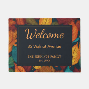 Autumn Leaves Fall Season Leaf Pattern Elegant Doormat