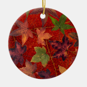 Autumn Leaves Fall Season Tree Leaf Colourful Ceramic Tree Decoration