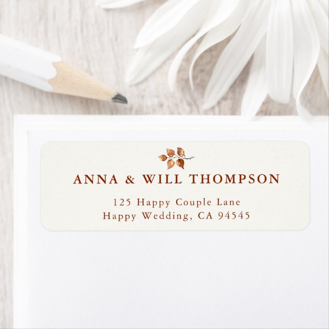 Autumn Leaves Fall Wedding Copper Return Address Label (Insitu)