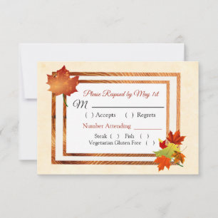 Autumn Leaves Fall Wedding RSVP card