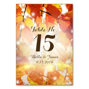 Autumn Leaves Fall Wedding Table Card