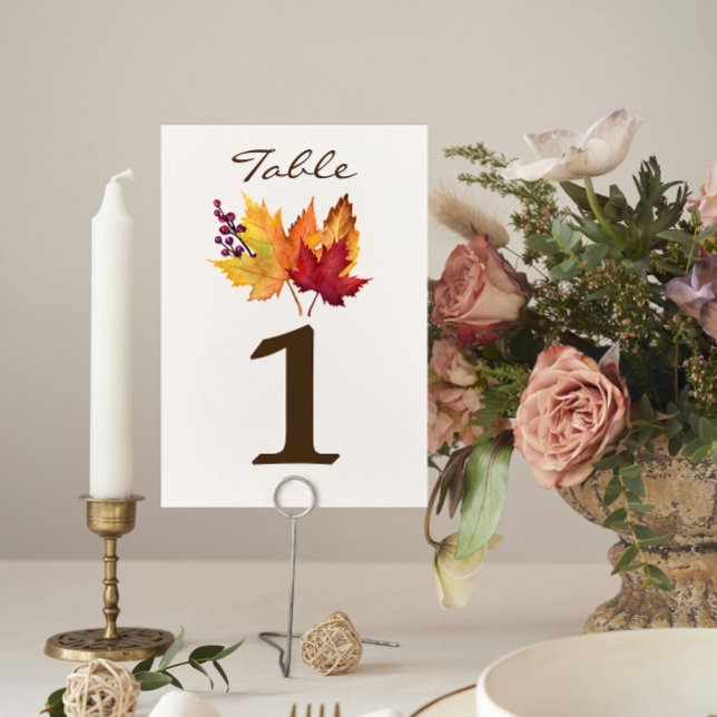 Autumn Leaves Fall Wedding Table Number (Creator Uploaded)