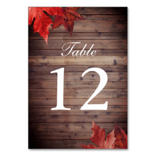 Autumn Leaves Fall Wedding Table Numbers