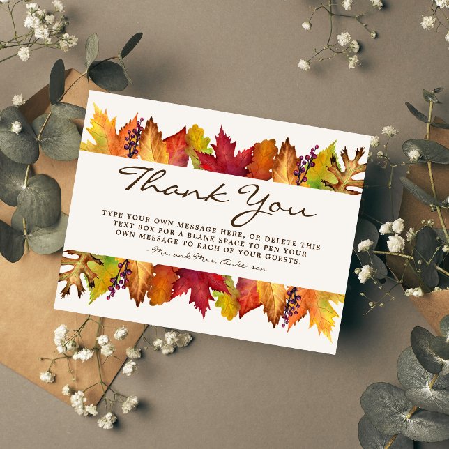 Autumn Leaves Fall Wedding Thank You Card (Creator Uploaded)
