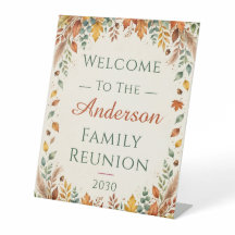 Autumn Leaves Family Gathering Table Welcome Sign