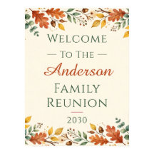 Autumn Leaves Family Gathering Welcome Poster Sign