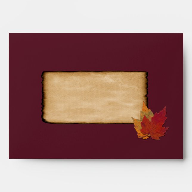 Autumn Leaves FAUX Burlap A7 Envelope(Invite) Wine Envelope (Front)
