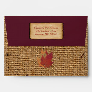 Autumn Leaves FAUX Burlap A7 Envelope(Invite) Wine Envelope