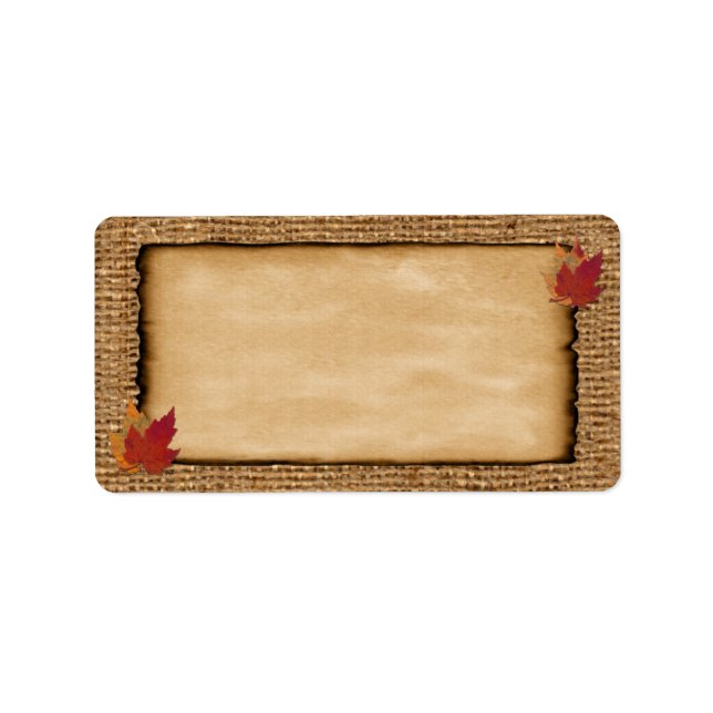 Autumn Leaves, FAUX Burlap PRINT-AT-HOME Label (Front)