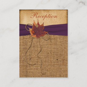 Autumn Leaves FAUX Burlap Reception Enclosure Card