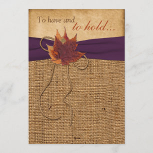 Autumn Leaves, FAUX Burlap Wedding Invitation