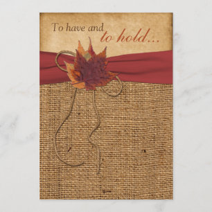 Autumn Leaves, FAUX Burlap Wedding Invitation
