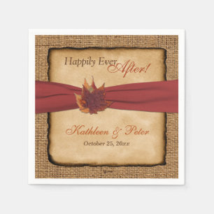Autumn Leaves, FAUX Burlap Wedding Napkins 3