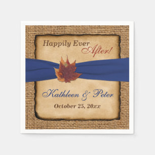 Autumn Leaves, FAUX Burlap Wedding Napkins 7