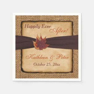 Autumn Leaves, FAUX Burlap Wedding Napkins 8