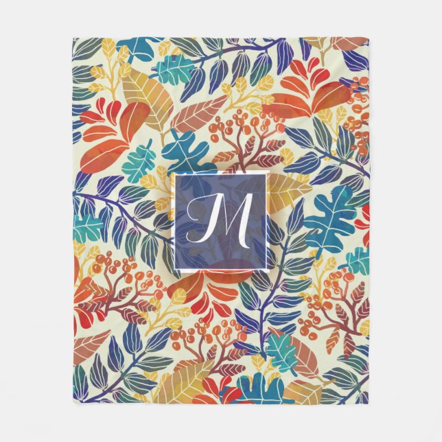 Autumn Leaves Fine Floral Background Fleece Blanket (Front)