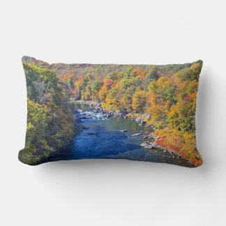 Autumn Leaves Flanking Clear River Lumbar Cushion