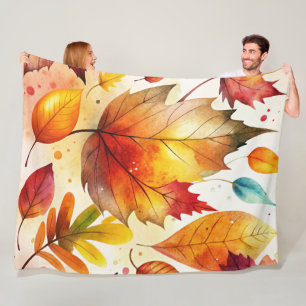 Autumn Leaves Fleece Blanket