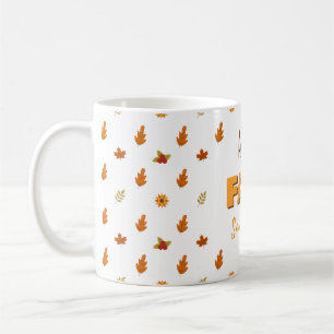 Autumn Leaves Flowers Pattern Hello Fall Name Coffee Mug