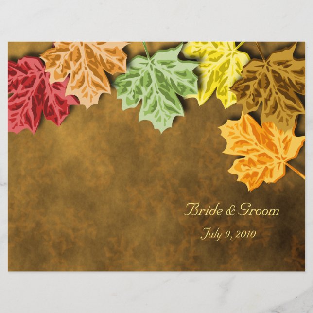 Autumn Leaves Folded Wedding Program (Front)