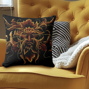 Autumn Leaves Forest Dryad Spirit Green Man  Cushion