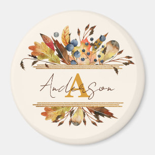 Autumn leaves frame personalised magnet