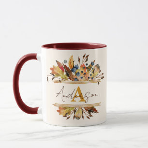 Autumn leaves frame personalised mug