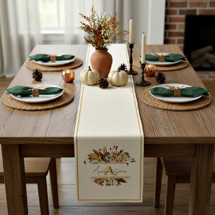Autumn leaves frame personalised short table runner