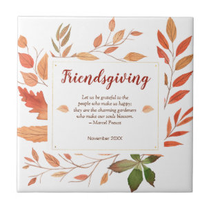 Autumn Leaves Friendsgiving Thanksgiving Ceramic Tile