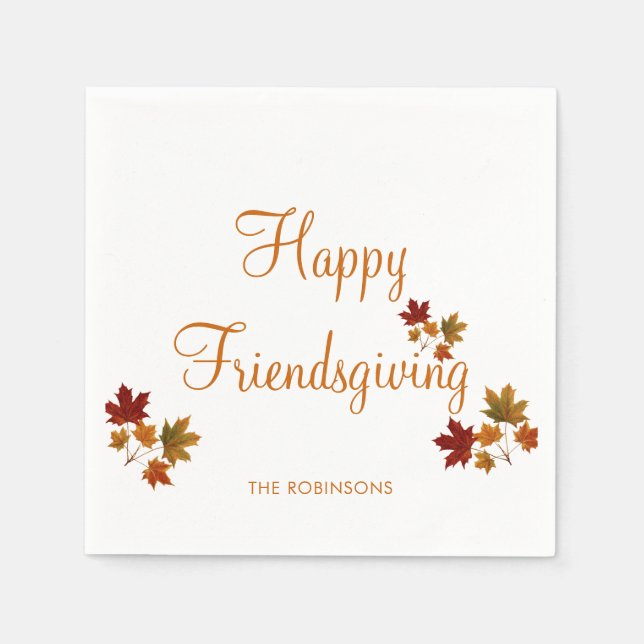 Autumn Leaves Friendsgiving Thanksgiving Dinner Napkin (Front)